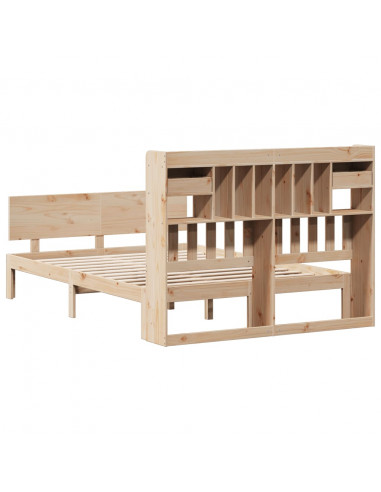 Letto Libreria senza Materasso 140x190 cm in Legno di Pino