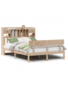 Letto Libreria senza Materasso 140x190 cm in Legno di Pino