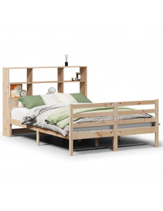 Letto Libreria senza Materasso 140x200 cm in Legno di Pino
