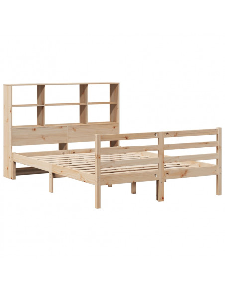 Letto Libreria senza Materasso 140x190 cm in Legno di Pino