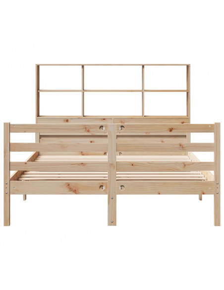 Letto Libreria senza Materasso 140x200 cm in Legno di Pino