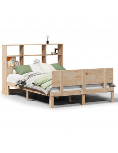 Letto Libreria senza Materasso 140x190 cm in Legno di Pino