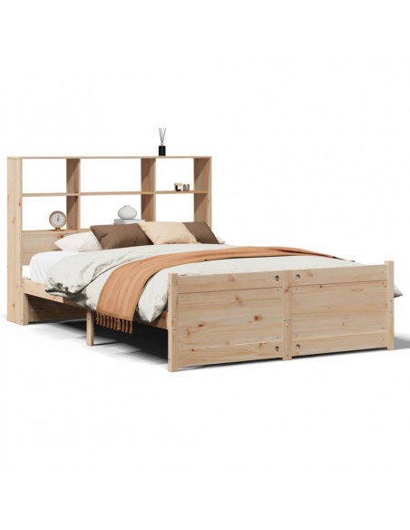 Letto Libreria senza Materasso 140x200 cm in Legno di Pino