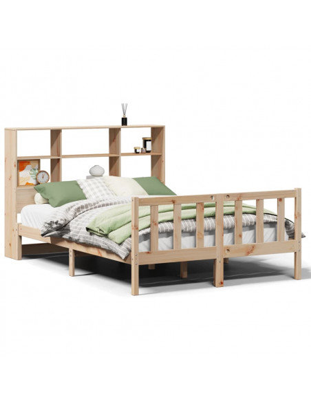 Letto Libreria senza Materasso 140x190 cm in Legno di Pino