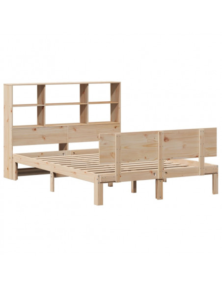 Letto Libreria senza Materasso 140x200 cm in Legno di Pino