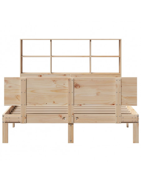 Letto Libreria senza Materasso 140x200 cm in Legno di Pino