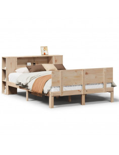 Letto Libreria senza Materasso 140x190 cm in Legno di Pino