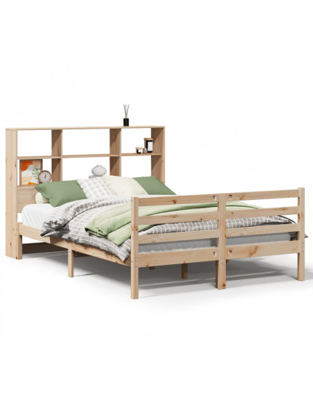 Letto Libreria senza Materasso 140x200 cm in Legno di Pino