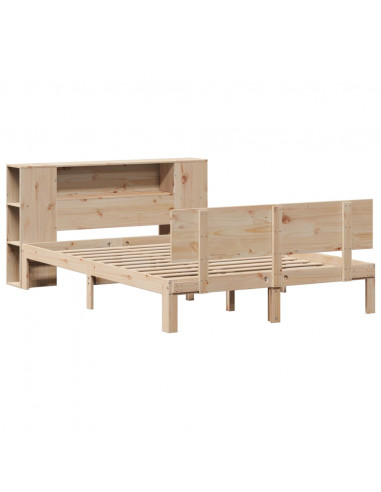 Letto Libreria senza Materasso 140x190 cm in Legno di Pino