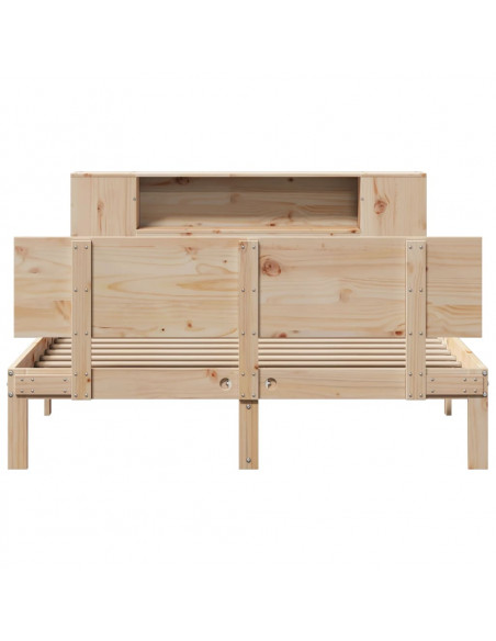 Letto Libreria senza Materasso 140x190 cm in Legno di Pino