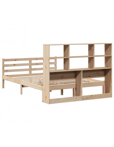 Letto Libreria senza Materasso 140x200 cm in Legno di Pino