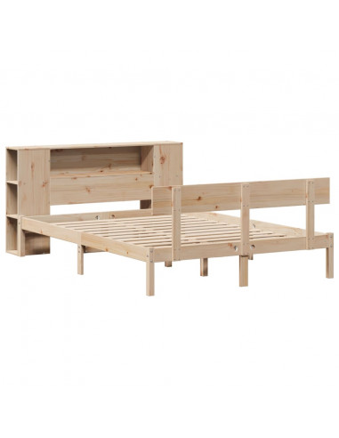 Letto Libreria senza Materasso 140x190 cm in Legno di Pino