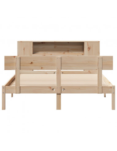 Letto Libreria senza Materasso 140x190 cm in Legno di Pino