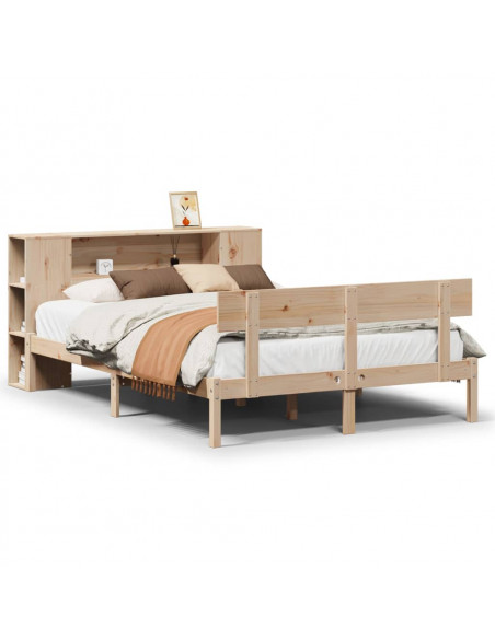 Letto Libreria senza Materasso 140x200 cm in Legno di Pino