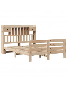 Letto Libreria senza Materasso 160x200 cm in Legno di Pino 2