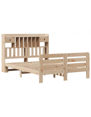 Letto Libreria senza Materasso 160x200 cm in Legno di Pino