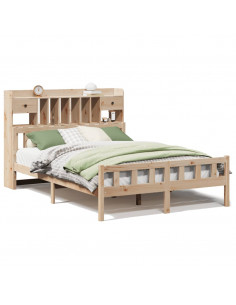 Letto Libreria senza Materasso 160x200 cm in Legno di Pino