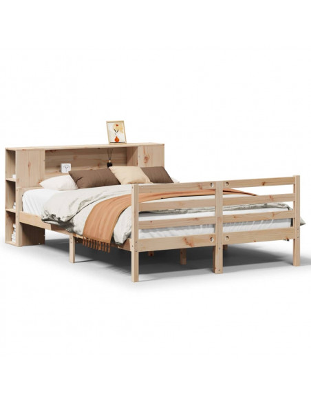 Letto Libreria senza Materasso 140x200 cm in Legno di Pino