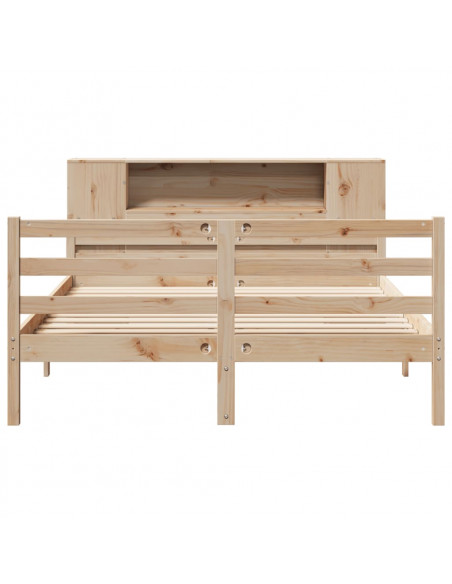 Letto Libreria senza Materasso 140x200 cm in Legno di Pino