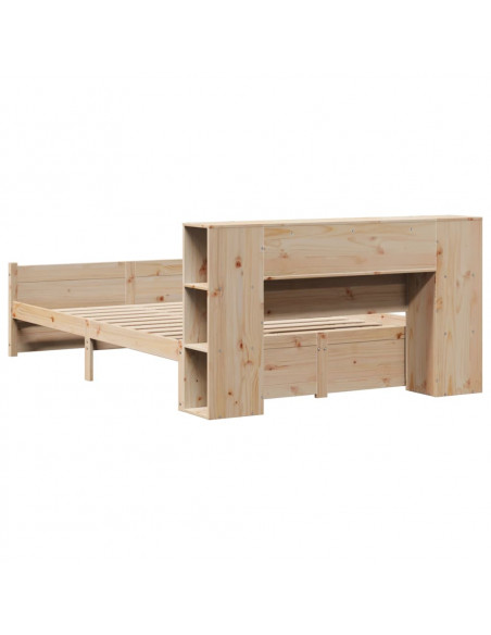 Letto Libreria senza Materasso 140x200 cm in Legno di Pino