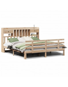 Letto Libreria senza Materasso 180x200 cm in Legno di Pino