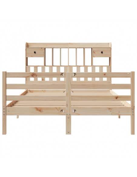 Letto Libreria senza Materasso 160x200 cm in Legno di Pino