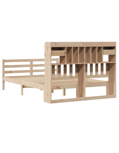 Letto Libreria senza Materasso 160x200 cm in Legno di Pino