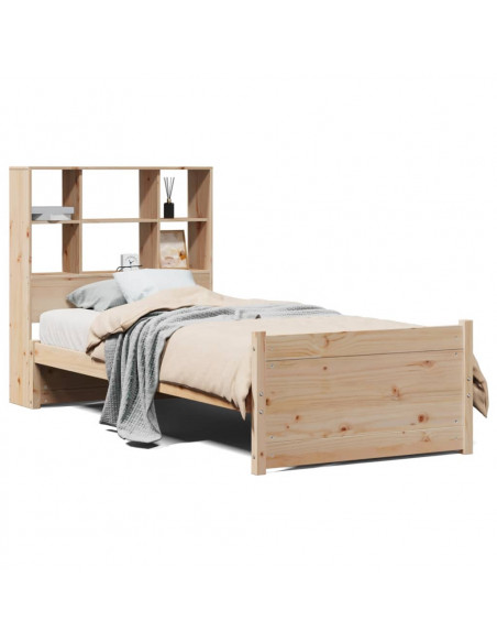Letto Libreria senza Materasso 90x190 cm Legno Massello Pino