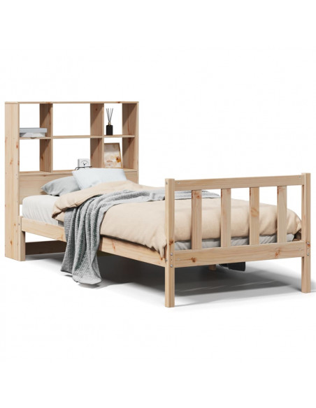Letto Libreria senza Materasso 90x190 cm Legno Massello Pino