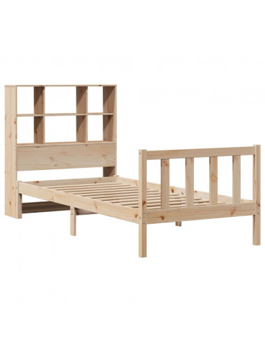 Letto Libreria senza Materasso 90x190 cm Legno Massello Pino
