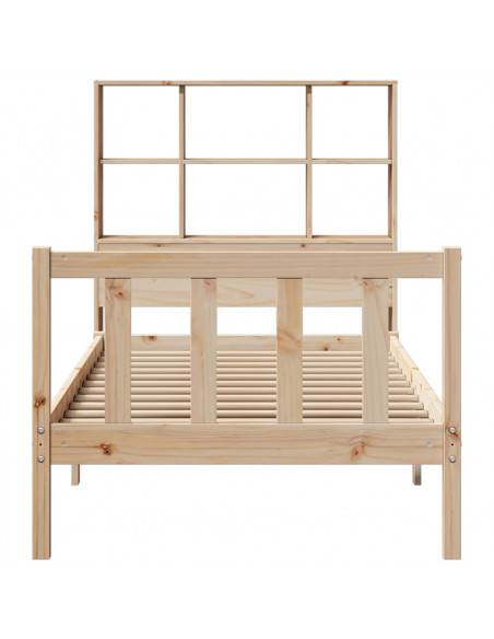 Letto Libreria senza Materasso 90x190 cm Legno Massello Pino