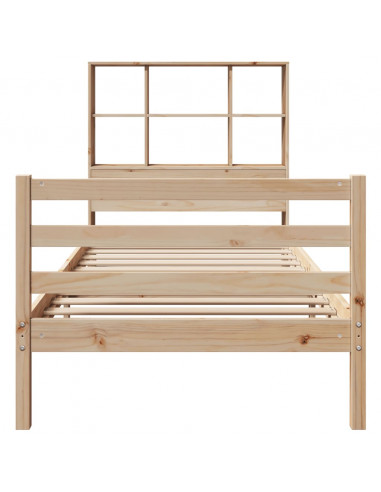 Letto Libreria senza Materasso 90x190 cm Legno Massello Pino