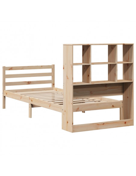 Letto Libreria senza Materasso 90x190 cm Legno Massello Pino