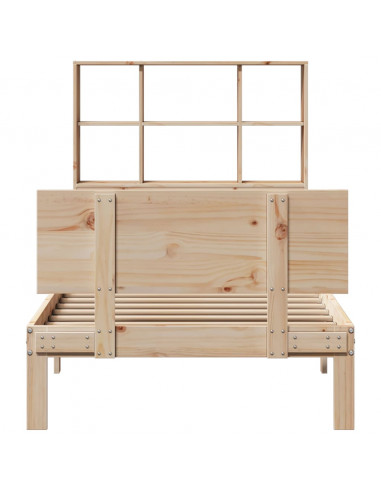 Letto Libreria senza Materasso 90x190 cm Legno Massello Pino