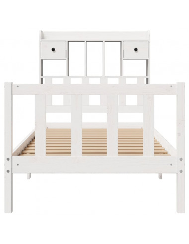 Letto Libreria senza Materasso Bianca 90x200 cm Legno di Pino