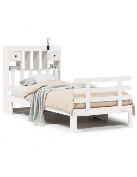 Letto Libreria senza Materasso Bianca 90x200 cm Legno di Pino