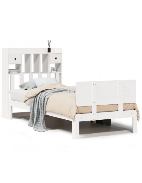 Letto Libreria senza Materasso Bianca 90x200 cm Legno di Pino