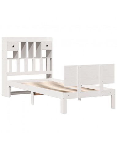 Letto Libreria senza Materasso Bianca 90x200 cm Legno di Pino