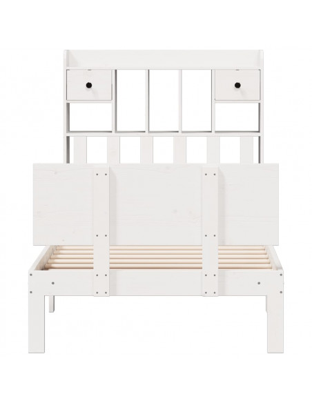 Letto Libreria senza Materasso Bianca 90x200 cm Legno di Pino