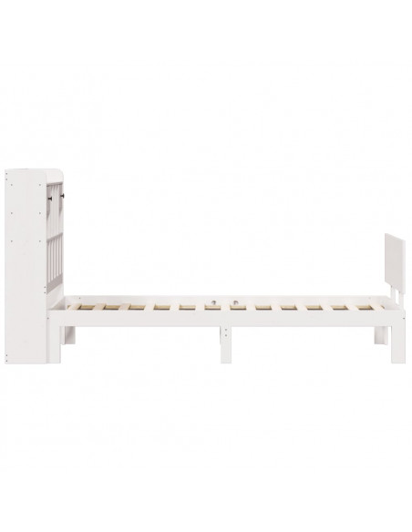 Letto Libreria senza Materasso Bianca 90x200 cm Legno di Pino