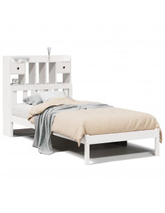 Letto Libreria senza Materasso Bianca 90x200 cm Legno di Pino
