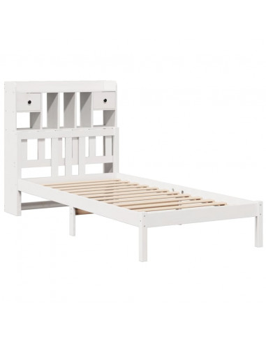 Letto Libreria senza Materasso Bianca 90x200 cm Legno di Pino