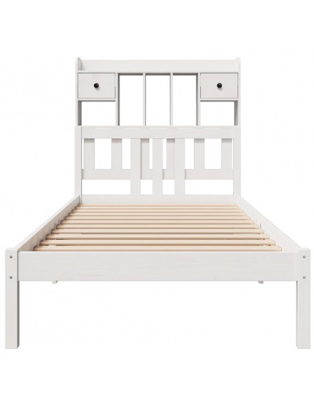Letto Libreria senza Materasso Bianca 90x200 cm Legno di Pino