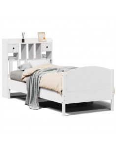 Letto Libreria senza Materasso Bianca 90x200 cm Legno di Pino