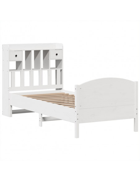 Letto Libreria senza Materasso Bianca 90x200 cm Legno di Pino