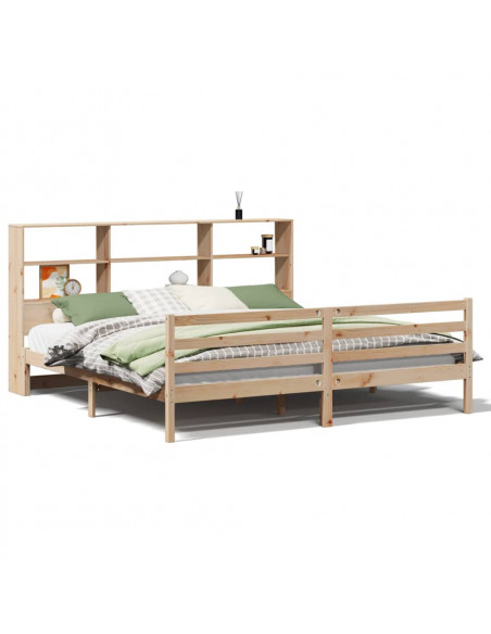Letto Libreria senza Materasso 200x200 cm in Legno di Pino