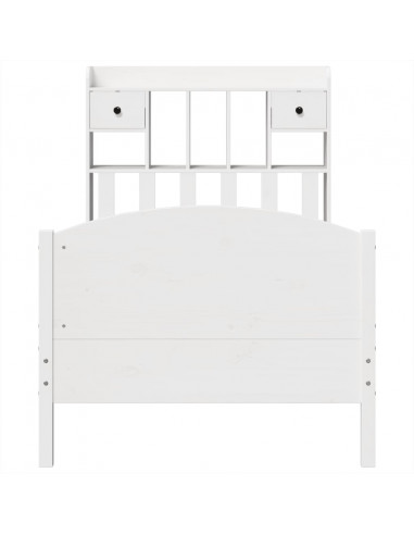 Letto Libreria senza Materasso Bianca 90x200 cm Legno di Pino