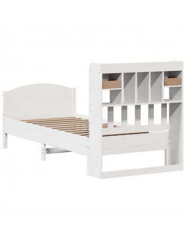 Letto Libreria senza Materasso Bianca 90x200 cm Legno di Pino