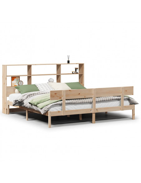 Letto Libreria senza Materasso 200x200 cm in Legno di Pino