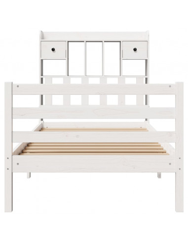 Letto Libreria senza Materasso Bianca 90x200 cm Legno di Pino